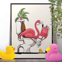 Flamingo Sitting On The Toilet By Wyatt9 | notonthehighstreet.com