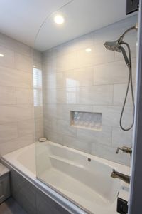 Grey Tiled Bathroom and Shower ~ Streetsboro, OH - Transitional - Bathroom - Cleveland - by Cabinet-S-Top | Houzz