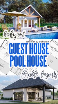 Need a backyard guest house? Check out this collection of GUEST HOUSE POOL HOUSE COMBO PLANS that allow you a flexible use of your backyard structure. From a convenient home office to a cozy guest house, you can use it all year round as you wish. Check out this collection of modern designs and ideas.