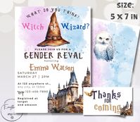 "Unleash the Magic of Your Gender Reveal Celebration with Our Editable Witch or Wizard Gender Reveal Invitation!  🎉 Match Your Style: Check out our matching items to complete your baby shower theme! Click here: https://www.etsy.com/pl/shop/Everythingisposible/search?search_query=z22 🎯 Prepare for an enchanting journey as you invite your loved ones to a whimsical Gender Reveal party with our magical invitation bundle! Step into the realm of witches and wizards and set the stage for a truly spellbinding event. 🎁 This instant download invitation is editable directly in your browser with a free Canva account, or you can use a computer or mobile device (we recommend a computer for easier editing). No need to download any additional software or fonts. ⚠️ IMPORTANT: This is a DIGITAL item only