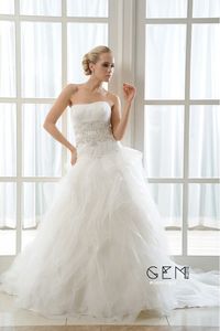 Only $448.85, Wedding Dresses Ball-Gown Strapless Chapel Train Organza Wedding Dress With Cascading Ruffles #GM3015 at #GemGrace. View more special Wedding Dresses,GEM now? GemGrace is a solution for those who want to buy delicate gowns with affordable prices, a solution for those who have unique ideas about their gowns. Find out more>>