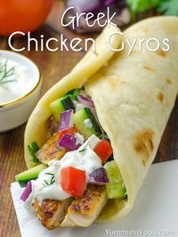 Greek Chicken Gyros with Tzaziki Sauce and Pita Flatbread – Recipe from Yummiest Food Cookbook