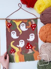 Free Phantom Fungus Wall Hanging Halloween Crochet Pattern