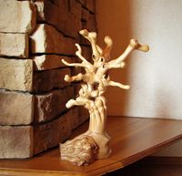 Abstract Driftwood Sculpture from the Roots of Chestnut. Driftwood Jewelry Holder for Mantel Decor. Room Decor Aesthetic Minimalist.