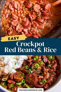 Crockpot Red Beans and Rice is a classic Creole dish that serves up savory Andouille sausage mixed with fluffy rice and a host of herbs and spices. Easy comfort food at its best!