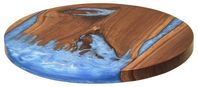 Amish Artistic Walnut Wood Lazy Susan with Blue River Epoxy This walnut and blue epoxy Lazy Susan is an eye catcher hands down. Browse unique Amish made gifts at DutchCrafters. #LazySusan #gifts #kitchenaccessories