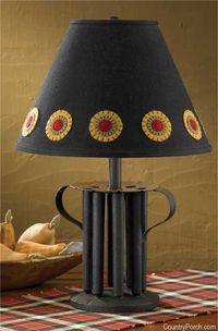 Prim Candle Mold Lamp w/ Wool Penny lampshade <3