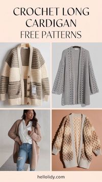 Stay chic and cozy with 12 free crochet long cardigan patterns! Perfect for layering and adding a fashionable touch to your wardrobe.