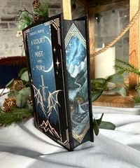 This hand painted ACOMAF book is apart of a special edition set (coming soon). Featuring an illustration of Velaris with Feyre and Rhysand in the foreground. This is a perfect gift for any book lover and is guaranteed to add a special touch to your bookshelf.  This price includes collectible dust jacket.  Your book will be shipped with extreme care and beautiful packaging.