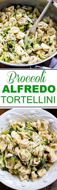 Broccoli Alfredo Tortellini- just a few simple ingredients and this meal is on the table is less than 30 minutes.