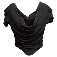 1990s Vivienne Westwood Black Cowl Neck Corset Top (Rare) For Sale at 1stDibs