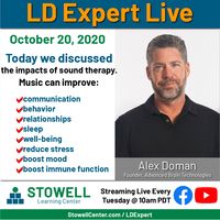 A BIG THANK YOU to our special guest Alex Doman for sharing some powerful information about sound and music therapy. This episode was full of really valuable information, so feel free to contact Advanced Brain Technologies, or give us a call at 877-774-0444. Visit us online at StowellCenter.com for more information about what we do and to schedule a consultation TODAY! Missed the broadcast? Catch the replay at StowellCenter.com/LDExpert #LDExpert #music #soundtherapy #yourbrainonmusic