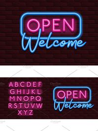 Neon Banner alphabet font bricks