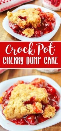 Slow Cooker Cherry Dump Cake Recipe — Crock Pot Dump Cake #CrockPot #SlowCooker #Dessert