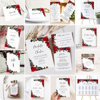 "Use this red and black roses wedding invitation bundle to edit all wording, font and font color to match your event style. These templates can be accessed through Corjl.com; an online editor that allows you to personalize your templates without installing any software or fonts. You will receive an email from Corjl.com just moments after purchase to begin personalizing your templates. Download and print with any professional service/local print shop. Because these items are very color-rich, printing with a professional stationery shop will produce the best results. Save on paper and postage and send via text or email. 👉 TRY THE FREE DEMO: https://www.corjl.com/d/9BC6M 👉 WHAT YOU WILL GET: Customizable templates for the following items: 1.) Invitation - 5\" x 7\" with optional backside 2.