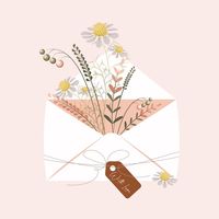 Paper gift envelope with delicate wildfl... | Premium Vector #Freepik #vector #flower-bouquet #flower-gift #bouquet #floral-bouquet