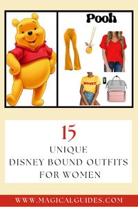 Find the pieces from this Winnie Pooh Outfit linked here. Check out 15 other unique DisneyBound outfits for women as well. Disneybound Winnie the Pooh Outfits are the easiest for casual style and one of my favorites for the parks!