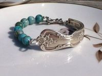 Antique Spoon Bracelet with Turquoise Jasper Quartz Inspiration/Magnolia 1951 by HandMarkedMetals, $35.00 by herland