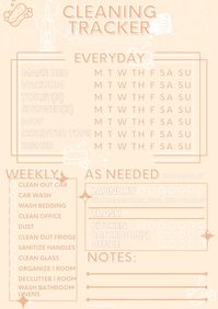 Live The Structured Life with this printable tracker that will help you keep focused on your cleaning goals around the house. This tracker can be customized to outline your specific cleaning habits, requests for little ones chores, and left blank for fill-ins. This tracker is completed with a grocery list. Can be printed in A4, A5, and US Letter.