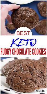 Your NEW favorite 7 ingredient chocolate fudge brownie cookies are right here! Easy homemade low carb fudgy brownie cookies that are sugar free. Gluten free cookies w/ almond flour to please any crowd. Make for Halloween, Thanksgiving or Christmas. Perfect Fall cookies for quick desserts, snacks or treats. Make these low carb 7 ingredient fudge brownie cookies today. For more low carb keto recipes see KimspiredDIY