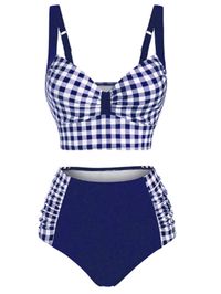 30-70% OFF✓ Fast Shipping✓Hit the beach in style with Retro Stage's Plaid Spaghetti Strap Patchwork Bikini. The fun plaid pattern and patchwork design create a playful and retro swimwear look.