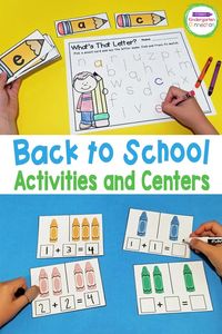 Pre-K and Kindergarten Back to School Activities and Centers