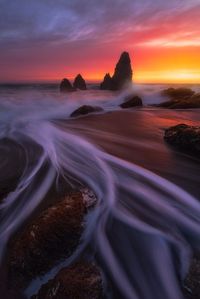 This beach is known for being pretty violent during high tides and larger swells which scares a lot of other photographers away....perfect! I love shooting seascapes during these conditions because although it is a lot more challenging, you come away with a lot more drama in your frame.