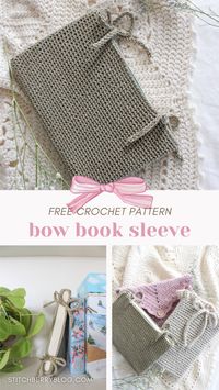 Apart of my In My Reading Era Book Sleeve Collection, this sweet bow book sleeve crochet pattern is so adorable and easy to crochet! With plenty of photos included in the tutorial, this book sleeve is so simplistic and easy to customize to any book size! Available as a free crochet pattern, you'll be addicted to crocheting this book sleeve! Free crochet pattern | crochet book sleeve | cute crochet pattern | easy crochet pattern | crochet scrappy project | crochet cottagecore