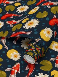 Fun Koi fish pond wallpaper! Great addition to a bathroom or kids room! Wallpaper Options: Standard wallpaper 3.54oz (paste the paper) Premium wallpaper 5.10oz (spray the wall) Self-adhesive wallpaper 10.32oz (peel & stick) Wallpaper Size Options: Sample (24.4" x 11.8")  1.4 yrd roll (24.4" x 49.2") 2.7 yrd roll (24.4" x 98.4") 3.3 yrd roll (24.4" x 120") 5.5 yrd roll (24.4" x 197") 10.9 yrd roll (24.4" x 394") Wall Mural Options only come in peel & stick. Wall Mural Options:  *No samples available for wall murals. S- 80.7in x 52.8in (6.5 x 4.5 ft *respectively) M- 89.8in x 59.8in (7.5 x 5 ft *respectively) L- 98.8in x 65.7in (8 x 5 ft *respectively) XL- 105.9in x 71.7in (8.5 x 6 ft *respectively) 2XL- 109.8 x 72.8in (9 x 6 ft *respectively) 3XL- 116.9in x 78in (9.5 x 6.5 ft *respectively)