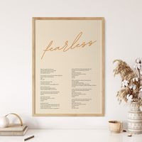 Fearless Poster, Taylor's Version, Taylor Swift Print, Song Lyrics Wall Art, Boho Wall Art, Swiftie Gift, Fearless Merch, Fearless Print