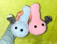 Pink and blue amigurumi bongs