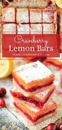 Cranberry Lemon Bars boast quite a tangy flavor since they are filled with fresh cranberries AND tart lemons!