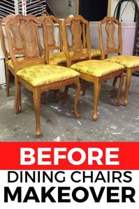 If you come across old wooden chairs at your local thrift store or flea market be sure to snatch them up for this upcycling painted furniture idea. These antique chairs get an interesting update by using different shades of paint so check out the before and after photos to get inspired. #diy #chair #makeover