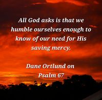 "He asks only for our penitent faith, our trusting contrition—all He asks is that we humble ourselves enough to know of our need for His saving mercy. The psalmist prays that “God’s saving power” would be known throughout all the earth (v. 2). 

"For us today, this saving power has been climactically displayed in the Lord Jesus Christ. In Jesus and His work on our behalf, we see the length to which God would go to draw men and women everywhere into the blessing of enjoying the radiant face of God shining down on them." Dane Ortlund on Psalm 67, 'In The Lord I Take Refuge'.

Photo by Jo Spargo - www.pixabay.com.