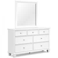 The casual design of the Fortman dresser and mirror introduces a time-honored look to your restful retreat. Spacious enough to hold all your essentials, the beautifully crafted piece is built to last. Distinctive framing gives its drawer fronts brilliant dimension. Whether your personal aesthetic is modern farmhouse or American classic, this chic set adds a warm and relaxed presence that's always right at home.      Includes dresser and mirror      Made with hardwood solids and MDF substrate