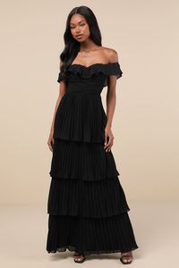 Black Bridesmaid Dress - Pleated Maxi Dress - OTS Maxi Dress - Lulus