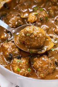 Salisbury Steak Meatballs - Spend meatballs6With Pennies