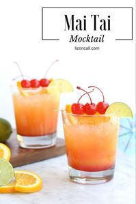 Mai Tai Mocktail Party Punch will help you escape the stresses of life, without leaving your home! Just mix up this non-alcoholic Mai Tai mocktail recipe. It makes such a fun and easy party punch recipe, too.