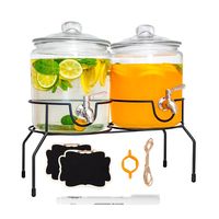 PRICES MAY VARY. Perfect for Every Gathering:From a vibrant party and elegant wedding to an intimate get-together, our Glass Drink Dispenser keeps your beverages perfectly fresh and flavorful. Whether you're serving lemonade, iced tea, juice, or sangria, your guests will enjoy every refreshing sip. Elegant & Durable: Made from thick, high-quality glass, this double drink dispenser with stand combines durability and sophistication. The clear glass beautifully displays your drinks, and the wide op