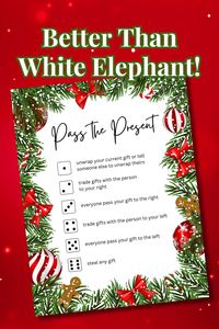 Looking for Christmas game ideas everyone can enjoy?! Pass the Present is fun, yet easy to play game that's perfect for friends, families, or even a mixed crowd. All you need is my free printable game instructions sheet, a standard 6-sided die, and of course, presents! Find out how to play and grab this printable Christmas game sheet on the blog!