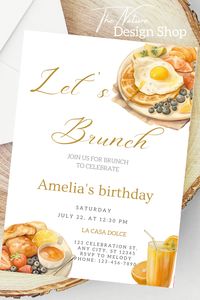 If you are hosting a birthday brunch or a brunch party, this lovely birthday brunch invitation will help you to impress all your guests in advance and set their mood for a delicious brunch celebration. Click to shop the template or browse our store for more brunch ideas.