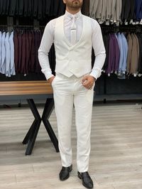 Size : 44-46-48-50-52-54-56-58-60-62Suit material: %70wool %30poly Machine Washable : No Fitting : Slim Fit product content : Jacket Vest ,Pants Remarks: Dry Cleaning Only Delivered Time : 2-4 bussines day Shipping Company: DHL If you want to order 58-60-62 size, you can make an order 46US/56 EU size and write a note “ need 58 , 60 or 62 size “ ❗️Measurements of the model in the photoWeight : 75kg = 165 lbs Height: 1.80cm = 70.8661417 inchesFor this product: Him wears 48EU size------------------