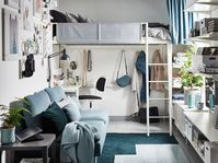 Vertical storage for an uncluttered small bedroom - IKEA