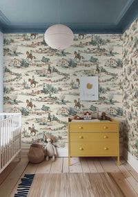 Transform your space with our Western cowboy peel and stick wallpaper, featuring detailed horse stickers pattern and a picturesque landscape. Perfect for adding a rustic, Western vibe to kids cowboy theme playroom or even as a gift for cowboy baby shower, this easy install  wall hanging is both stylish and practical. 🌟 High-quality peel and stick wallpaper with a Western cowboy theme 🐎 Detailed horses and desert landscape mural for a true rustic feel 🏞️ Perfect decor  for living rooms, play r