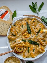 pumpkin & gouda stuffed shells with brown butter & sage alfredo sauce — AllTypesOfBowls