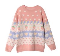 This Kawaii Pink Strawberry Sweater is the perfect addition to any wardrobe for a touch of luxurious elegance. Crafted from fine fabric, its soft and lightweight texture provides a unique feeling of whimsical comfort. Style it on its own or layered over a crisp white shirt - no matter the occasion, this exquisite sweater will make you look and feel your best. Size Shoulder (cm/inch) Bust (cm/inch) Length (cm/inch) Sleeve (cm/inch) One Size 54/21.2 106/41.7 62/24.4 53/20.8