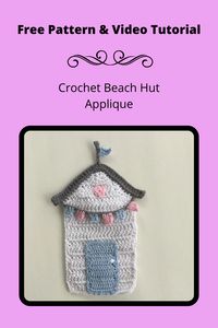 Find the free crochet pattern and video tutorial for this beach hut applique at Kerri's Crochet.