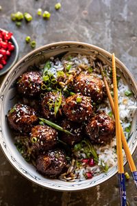 Weeknight Sticky Ginger Sesame Chicken Meatballs | halfbakedharvest.com #easyrecipe #chickenmeatballs #healthy