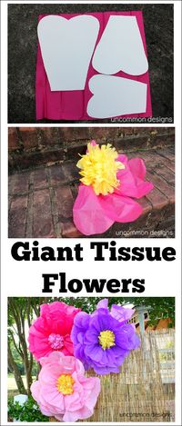 Such a cool and easy craft... make giant tissue paper flowers! www.uncommondesignsonline.com #tissuepoms #partyplanning