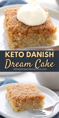 This easy keto cake recipe has a wonderful caramelized coconut topping. It's the low carb, sugar free version of Danish Dream Cake, and it's delicious!